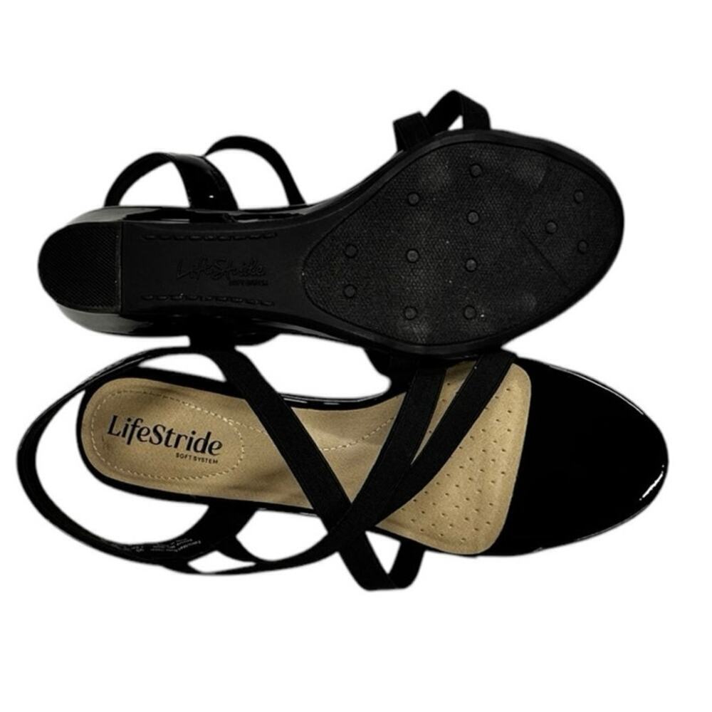 Life Stride Black Patent Strappy Sandal Size 7.5 - Picture 10 of 11